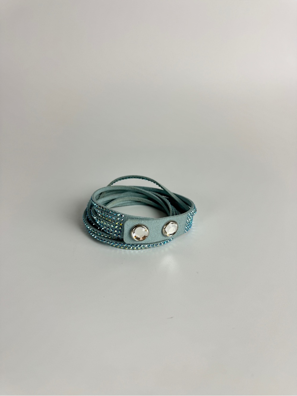 Swarovski Women Aqua Blue Crystal Wrap Bracelet